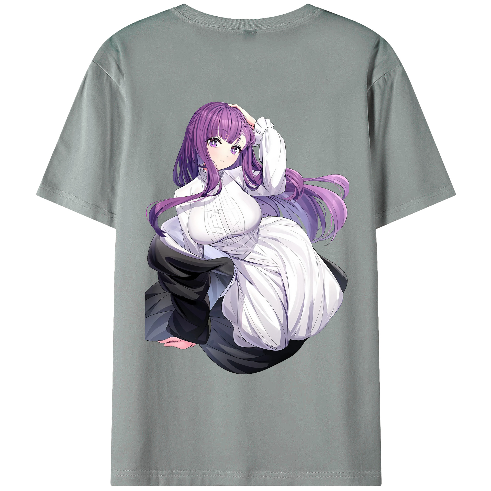 （画像用） 葬送のフリーレン Frieren 綿100％ メンズ半袖Tシャツ（バックプリント） 通気性